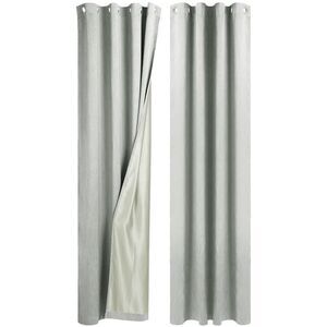2 Panels Linen Look Blackout Curtains Gommet Top 52"W x 108"L Gray